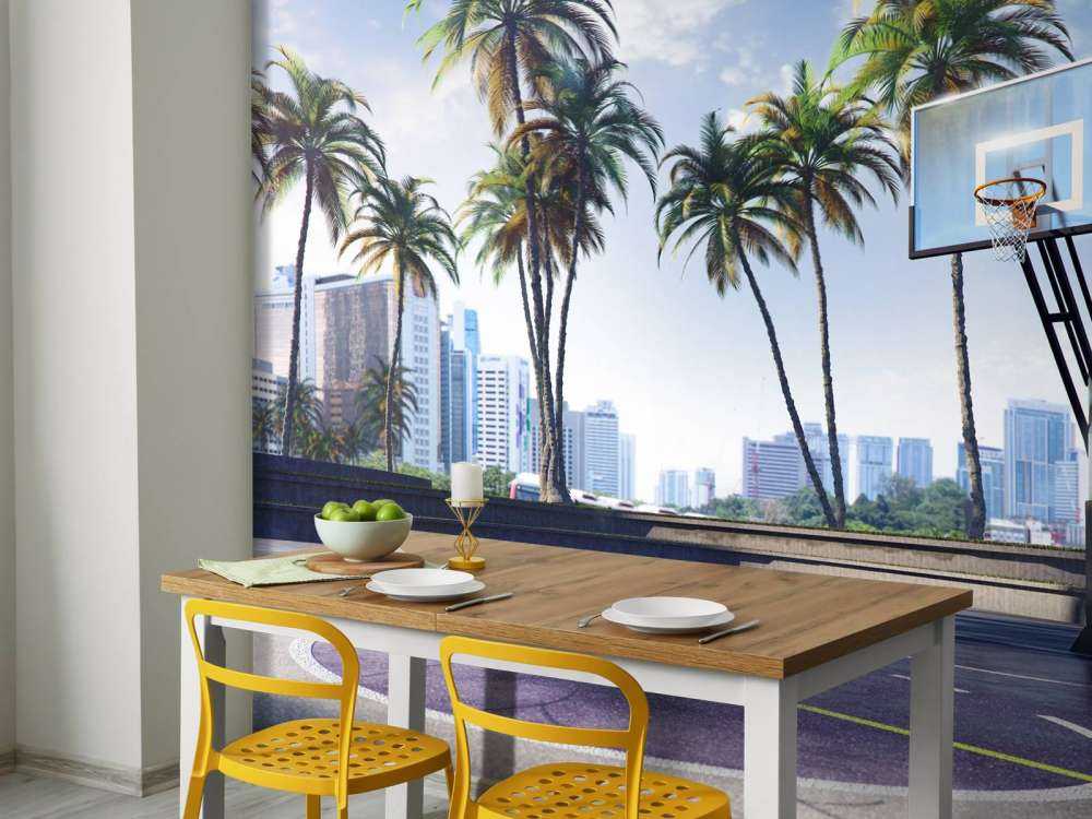 Basketbalveld in een moderne stad