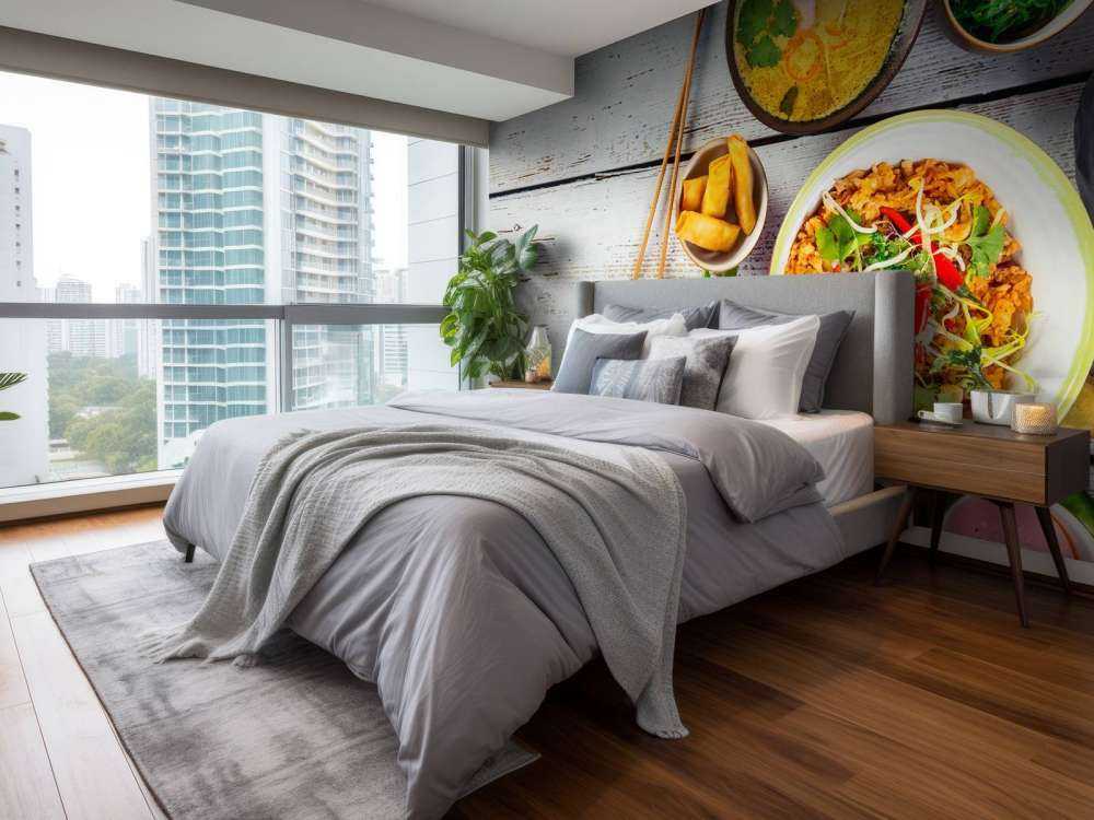 Aziatische gerechten op een houten tafel