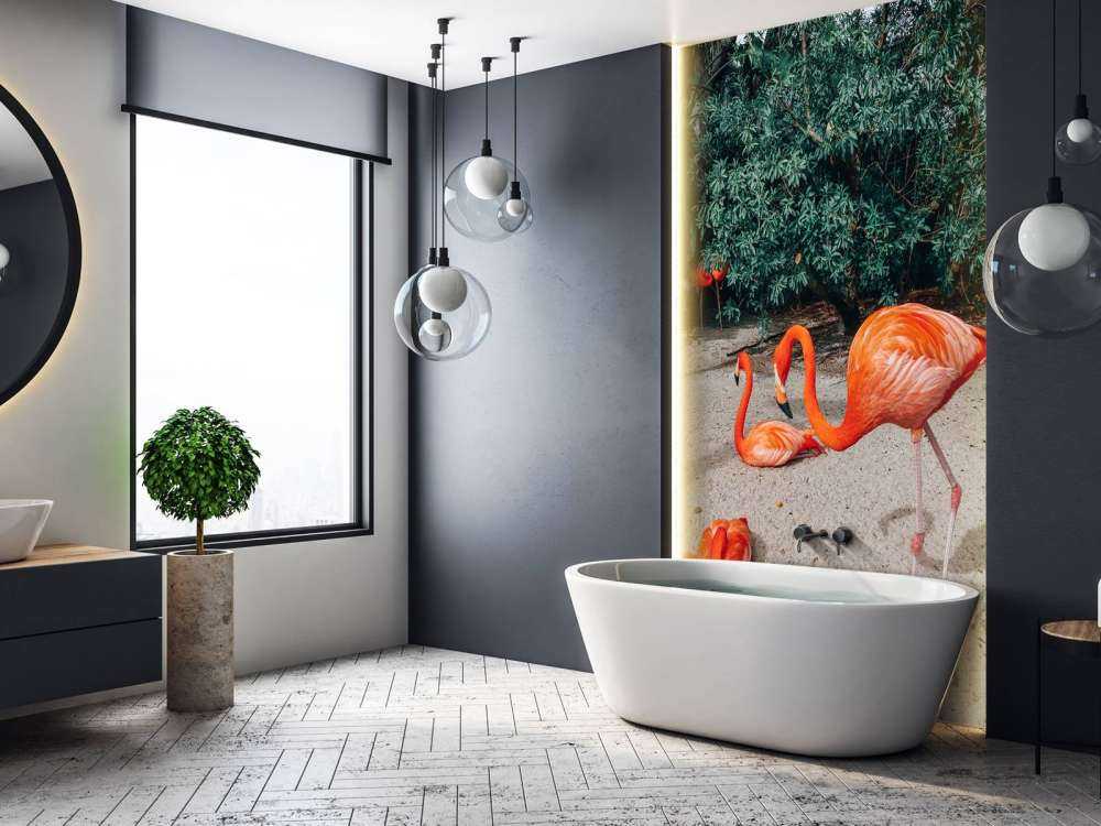 Flamingo's op een Caribisch eiland