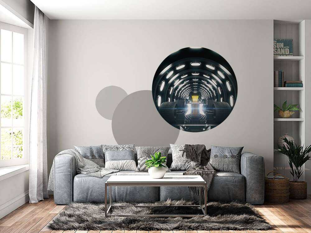 Race auto in een verlichte tunnel