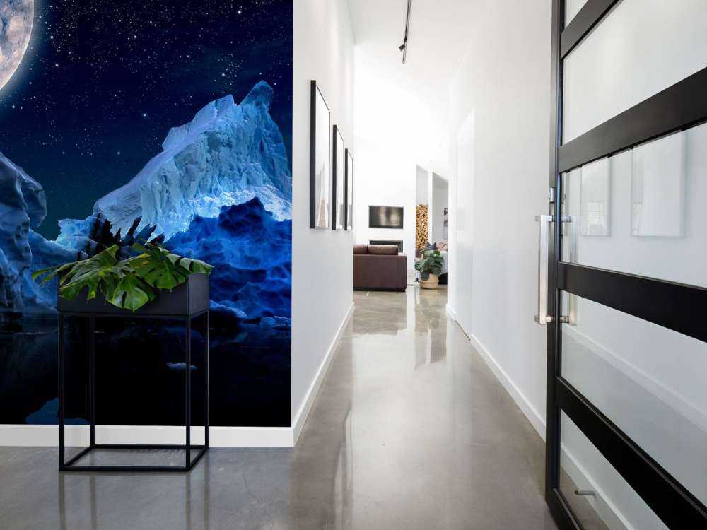 Volle maan boven ijsbergen