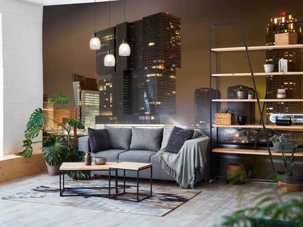 Rotterdam skyline in de avond