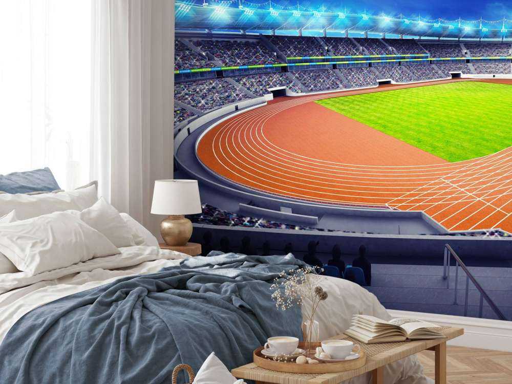 Atletiekstadion in de avond