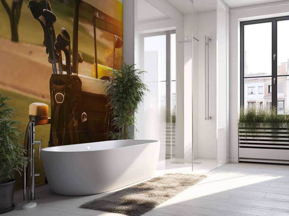 Golfwagen bij zonsondergang