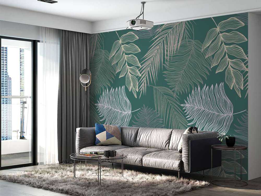 Palmblad op groene achtergrond