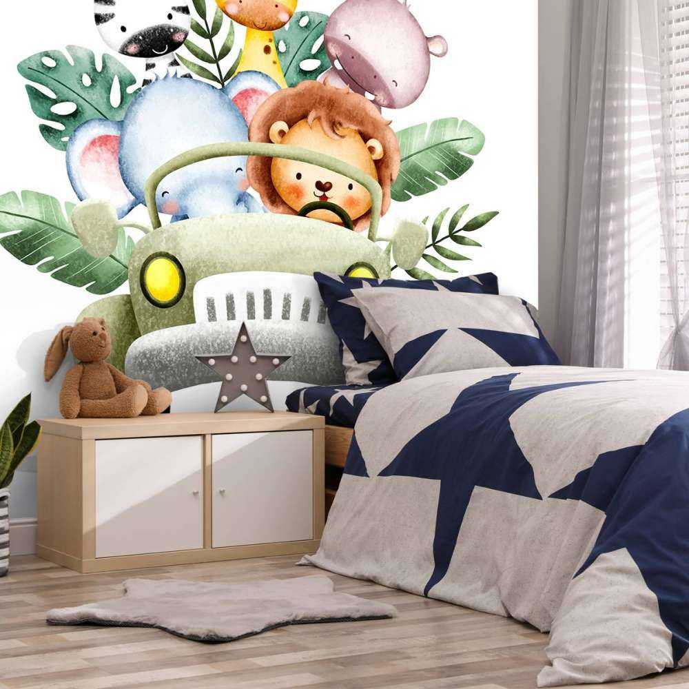 Safari dieren in jeep