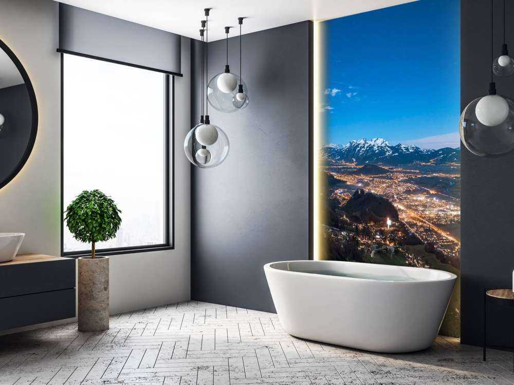 Nachtzicht over alpendalstad