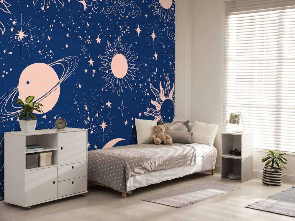 Nachtelijke zon en maanhemel