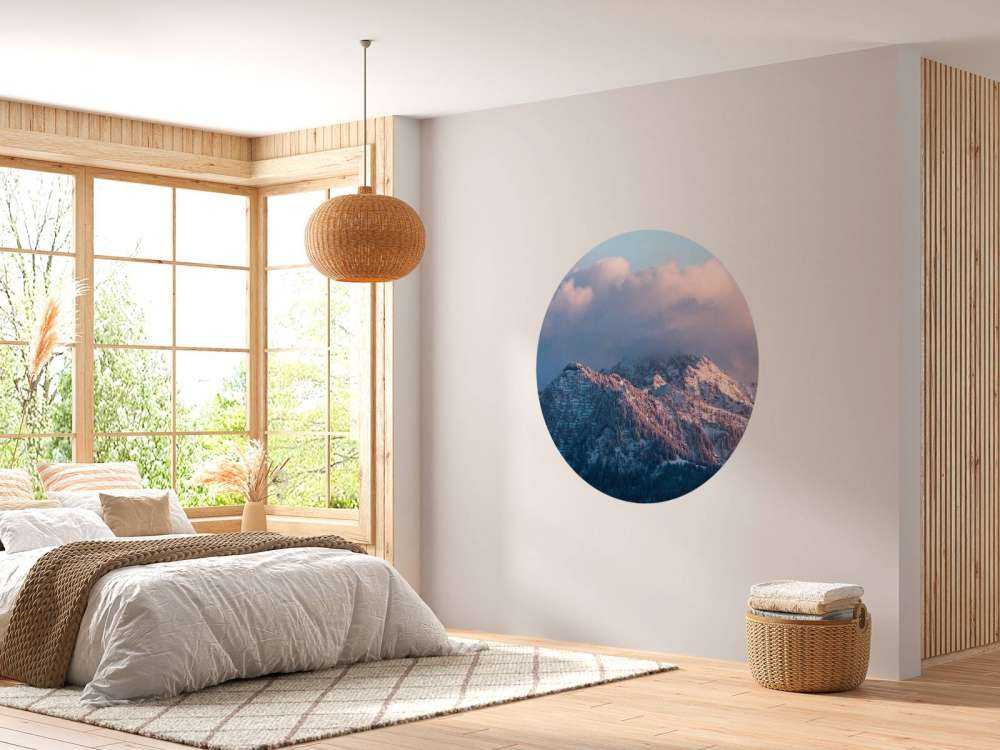 Roze Winterlicht Over Bergtoppen