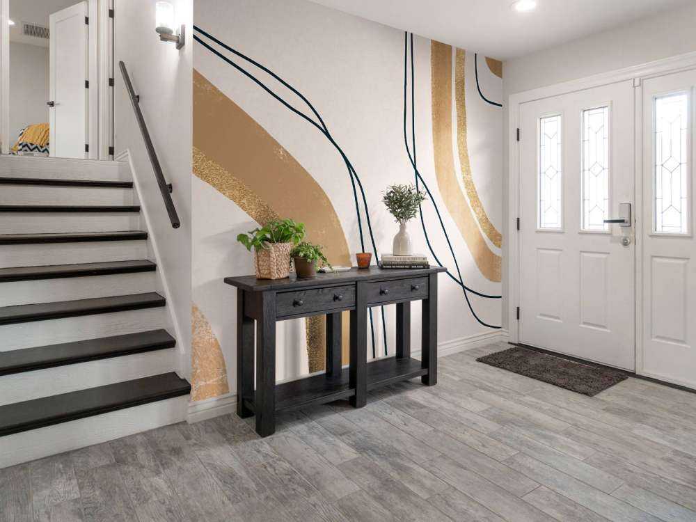 Calming Lines Modern Mid Century Art Beige