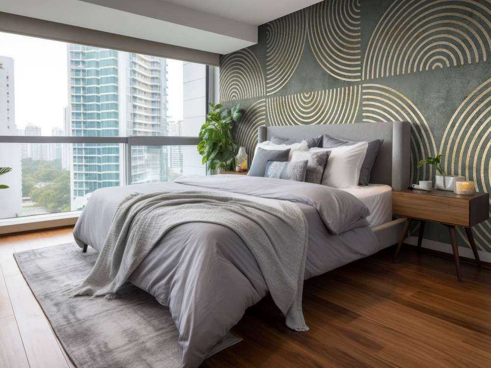 Eclectic Circles Modern Art Green Gold