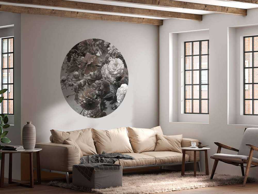 Big bouquet with poppies Sepia