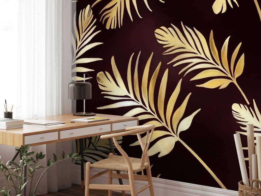 Golden leaves on dark Bronze