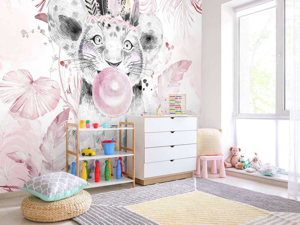 Speelse welp en roze dromen