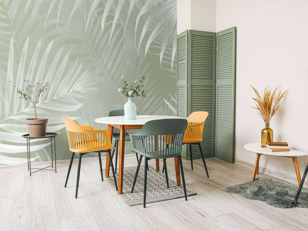 Foggy palm leaves Green