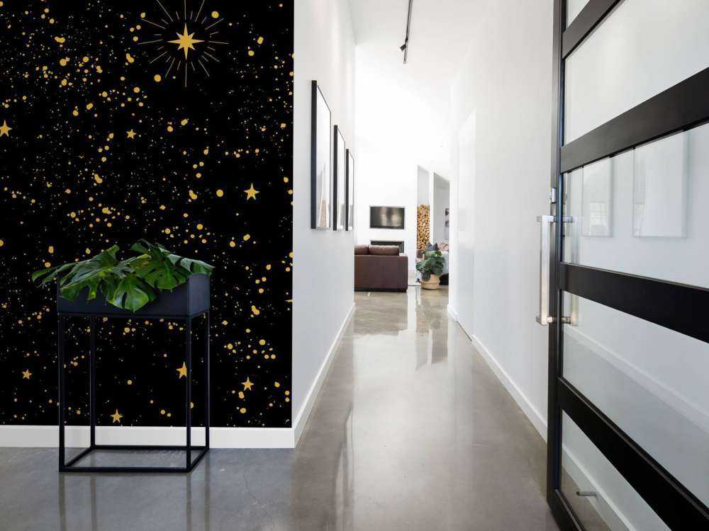 Gouden sterrenregen op zwart