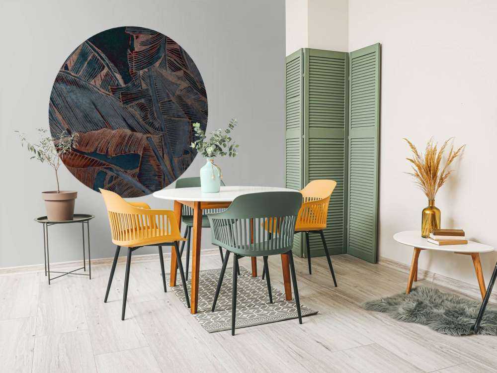 Bananenblad in koperblauw contrast