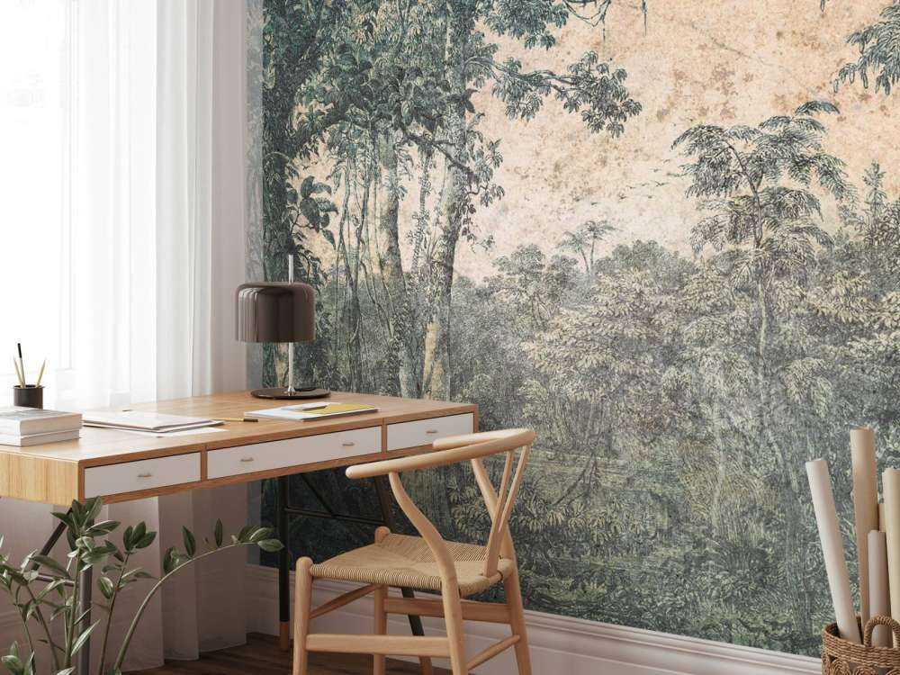 Verweerd tropisch woudpanorama