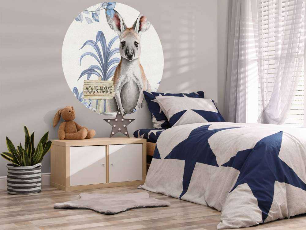 Jonge kangeroe in de jungle blauw