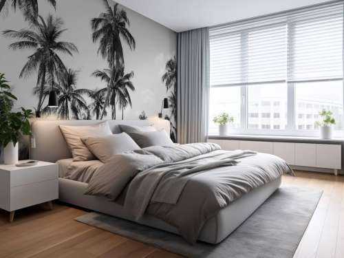 Palmbomen in zwart-wit