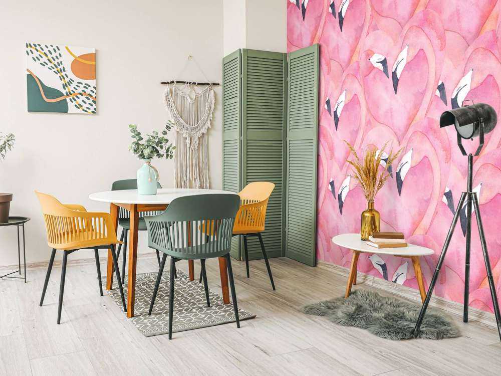 Waterverf flamingo's