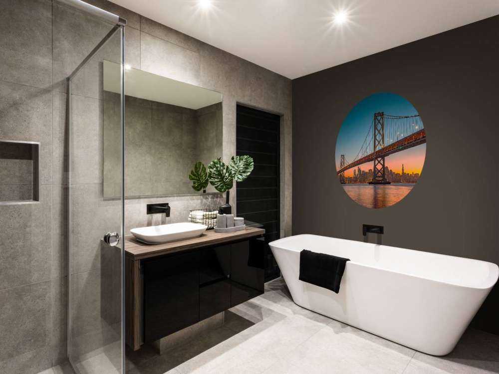 San Francisco-Oakland Bay Bridge in de avond