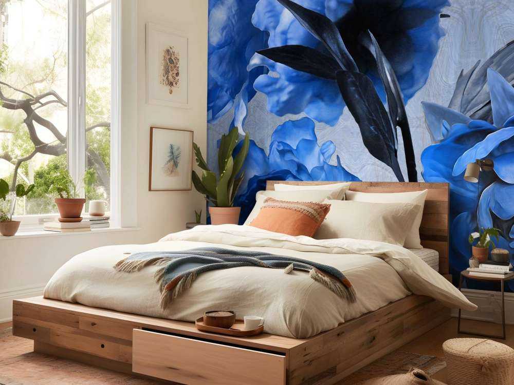 Aquarel van blauwe bloemen