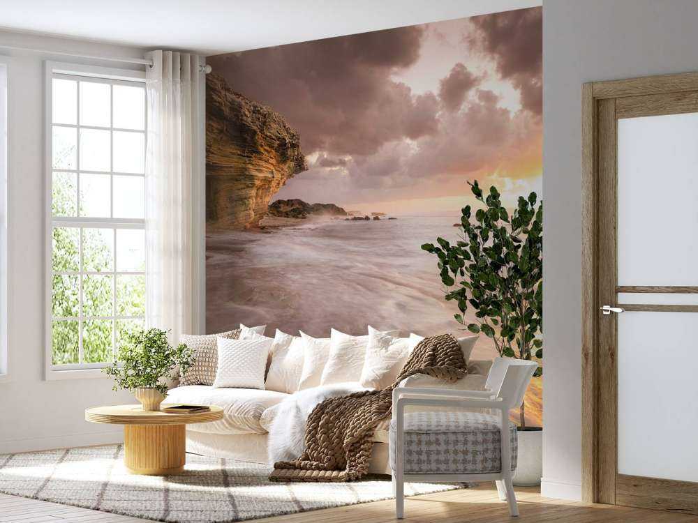 Zonsondergang bij de rotsen