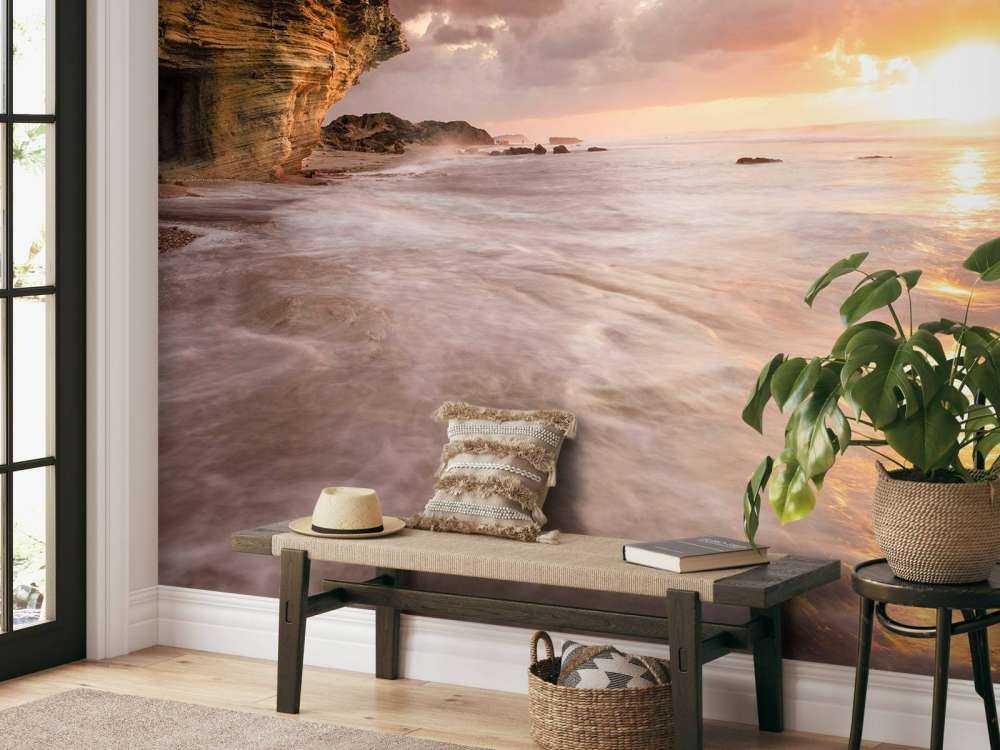 Zonsondergang bij de rotsen