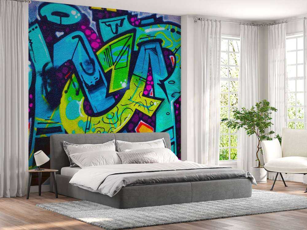 Kleurrijke graffiti creatie op een muur
