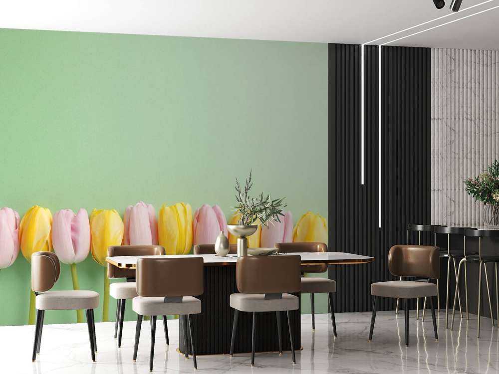 Kleine tulpen op mintgroen