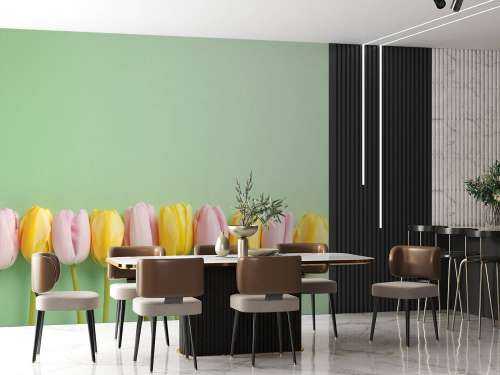 Kleine tulpen op mintgroen