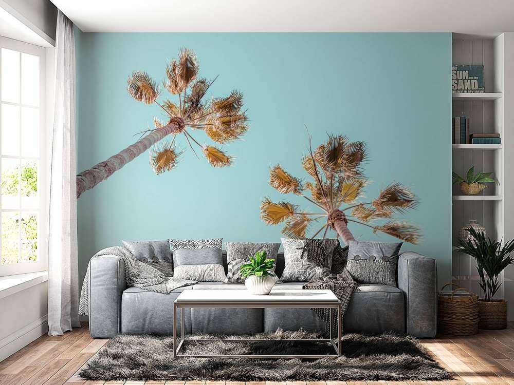 palmbomen met een blauwe lucht