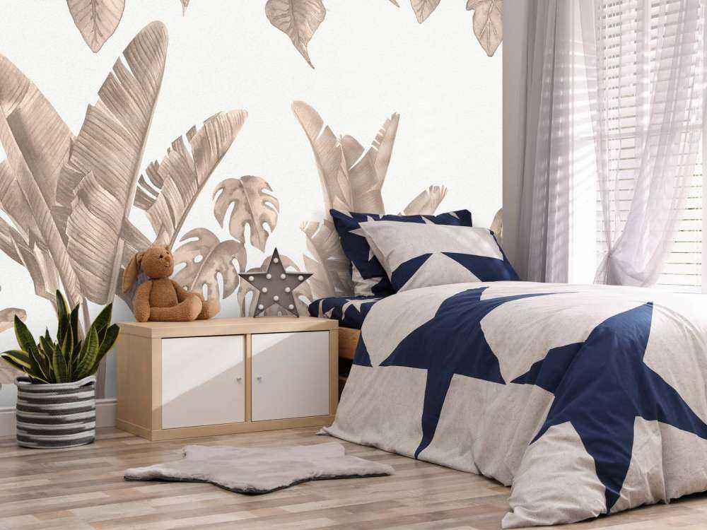 Jungle bladeren in taupe