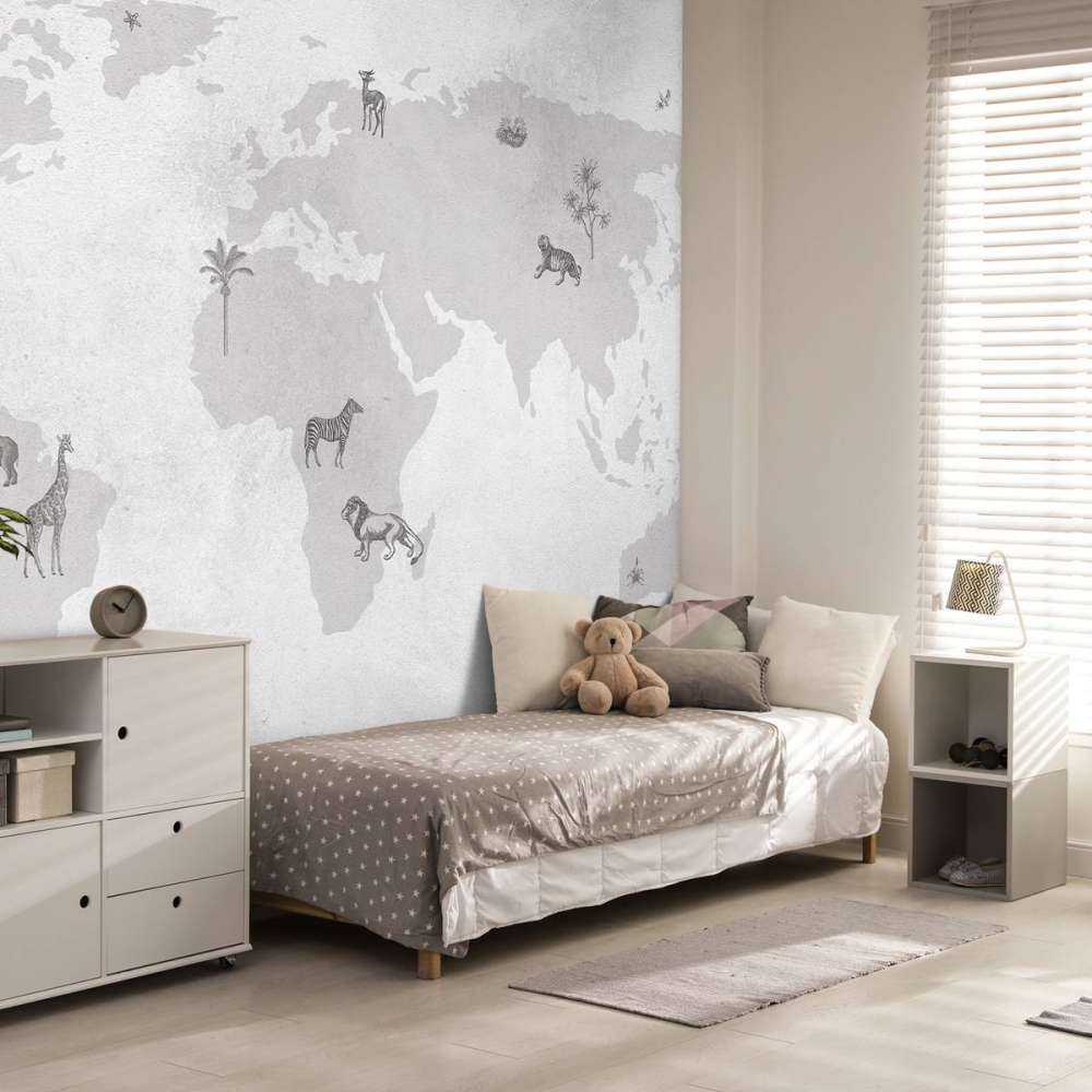 Wereldkaart sketch grijs