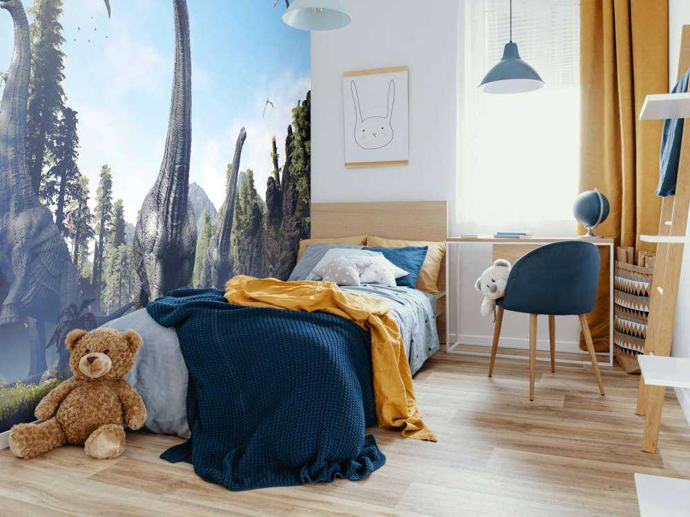 Alamosaurus groep lopen door een vallei