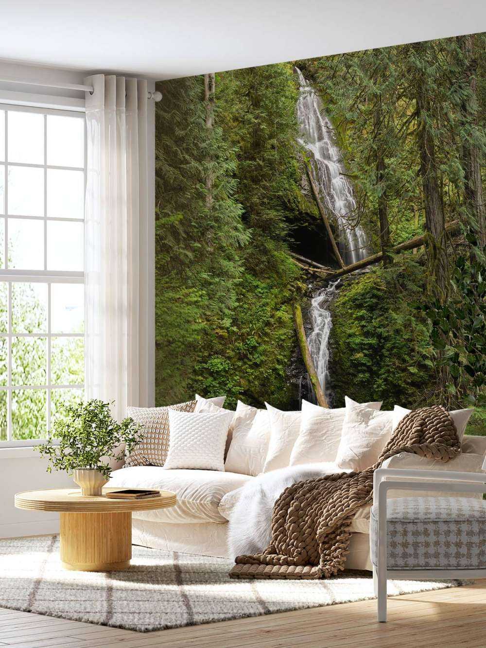 Waterval met omgevallen bomen