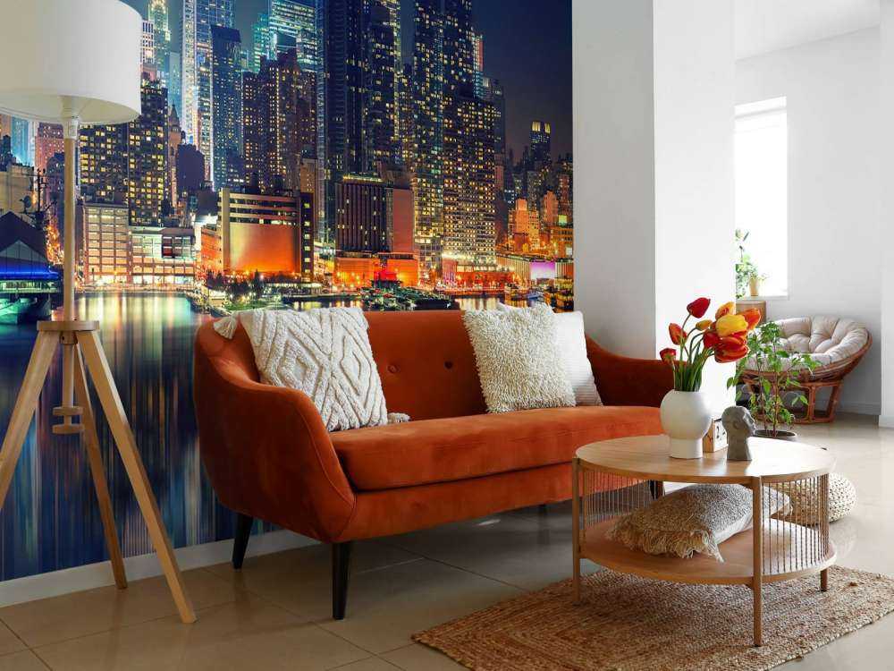 Fotobehang New York skyline in de nacht