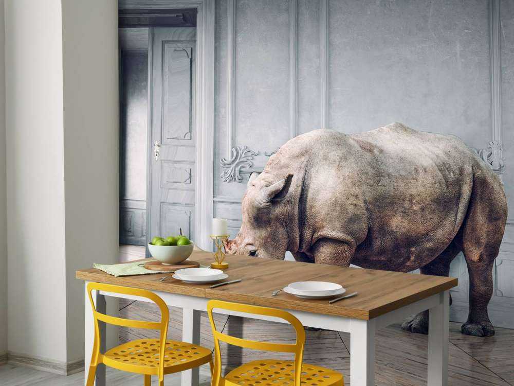 Neushoorn met lampenkap