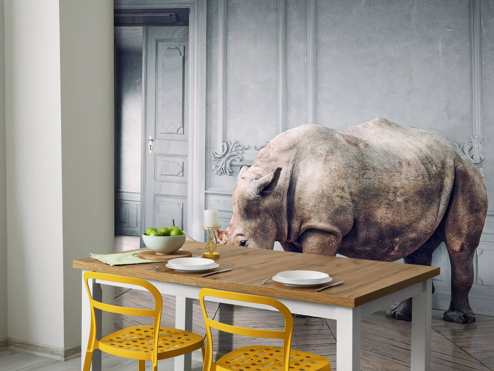 Neushoorn met lampenkap